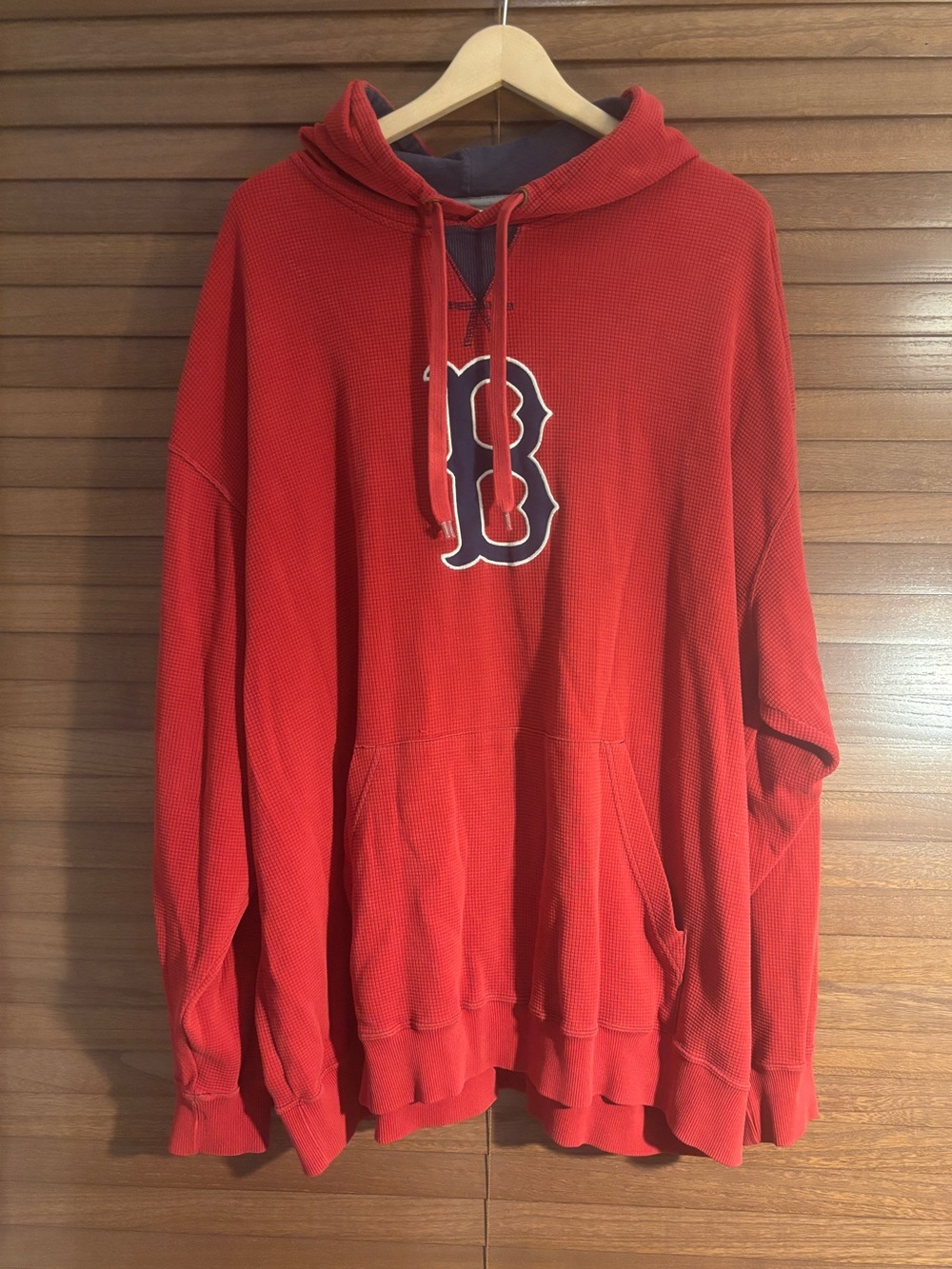 Vintage Majestic Boston Red Sox Waffle Knit Hoodie Embroidered Hood Mens 2XL XXL